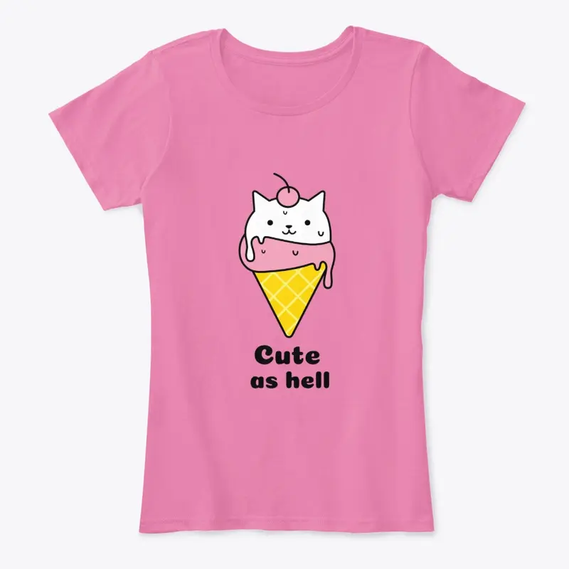 Cool Cat Tshirt Design "Cute as Hell"